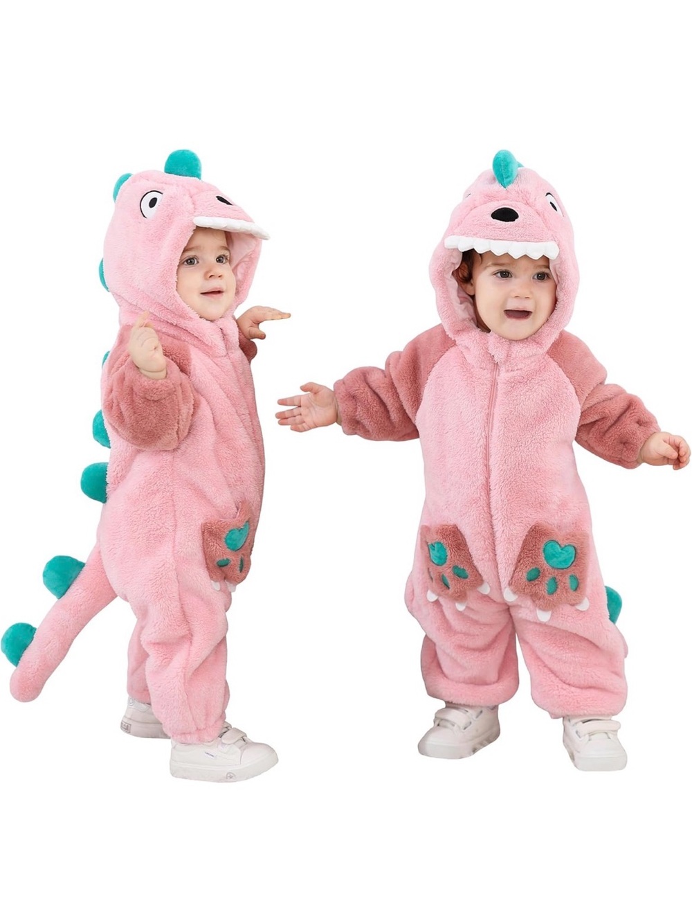 Pink Dinosaur Toddler Costume Hoodie Jumpsuit